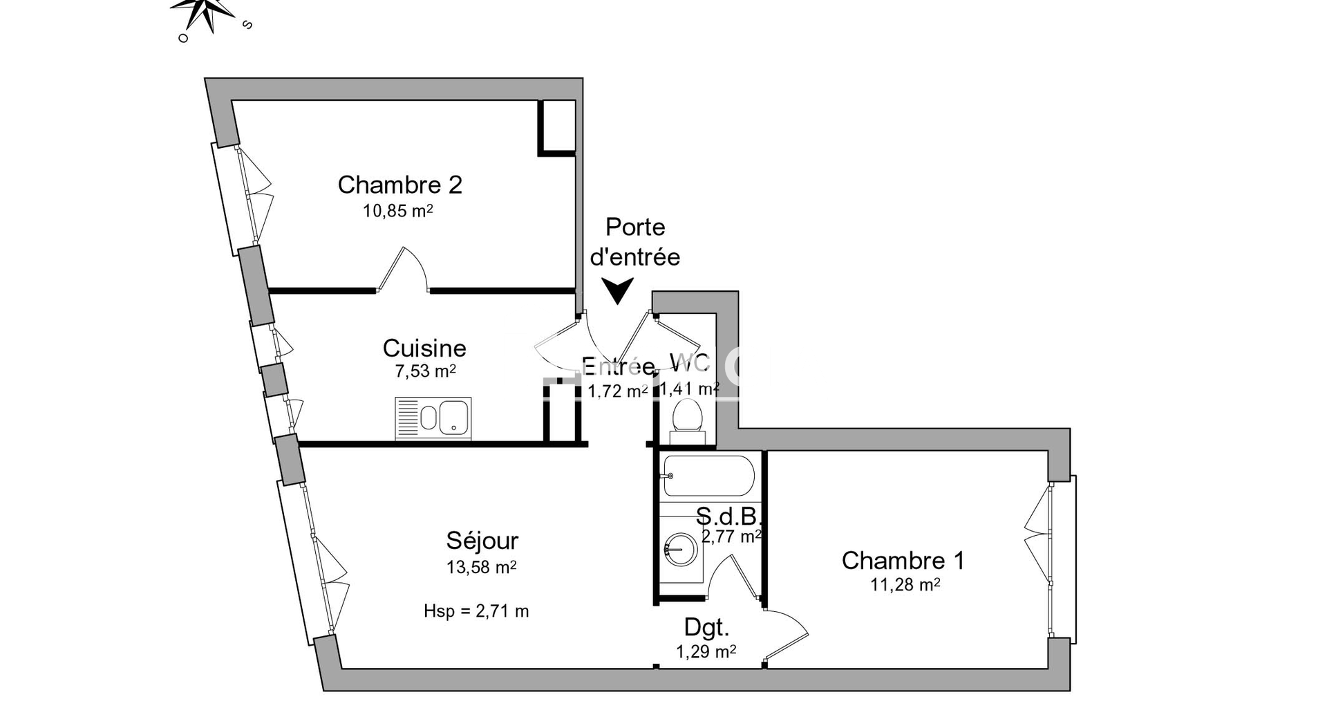 Appartement 3 pièces (50.43 m²) à louer - Montrouge (92120)