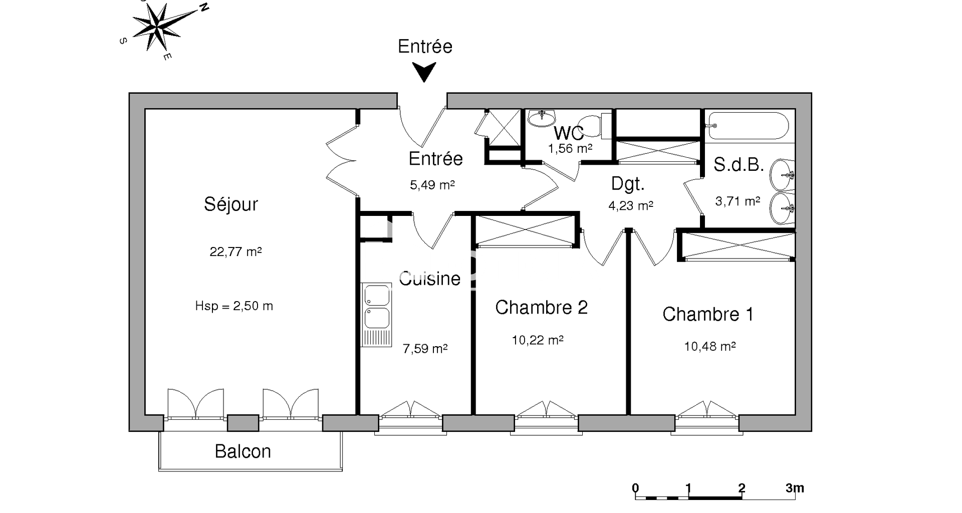 Appartement 3 pièces (66.05 m²) à louer - Montrouge (92120)