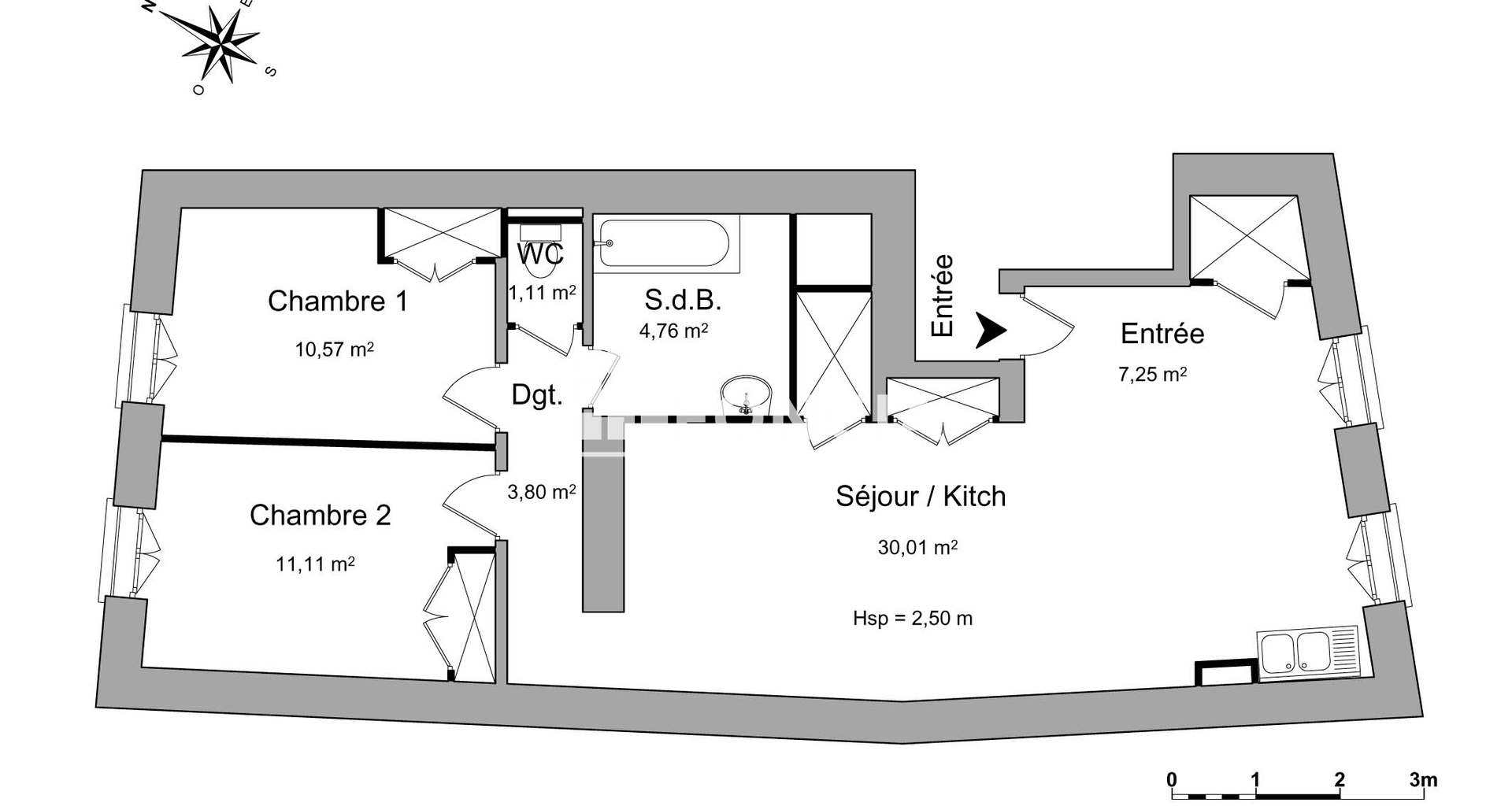 Appartement 3 pièces (68.61 m²) à louer - Bourg-lès-valence (26500)