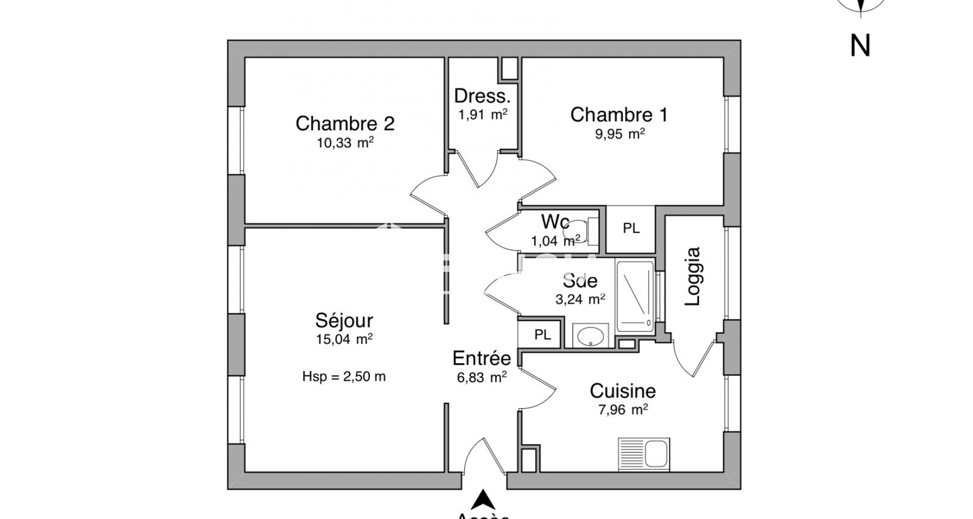 Appartement 3 pièces (56.3 m²) à louer - Bourg-lès-valence (26500)