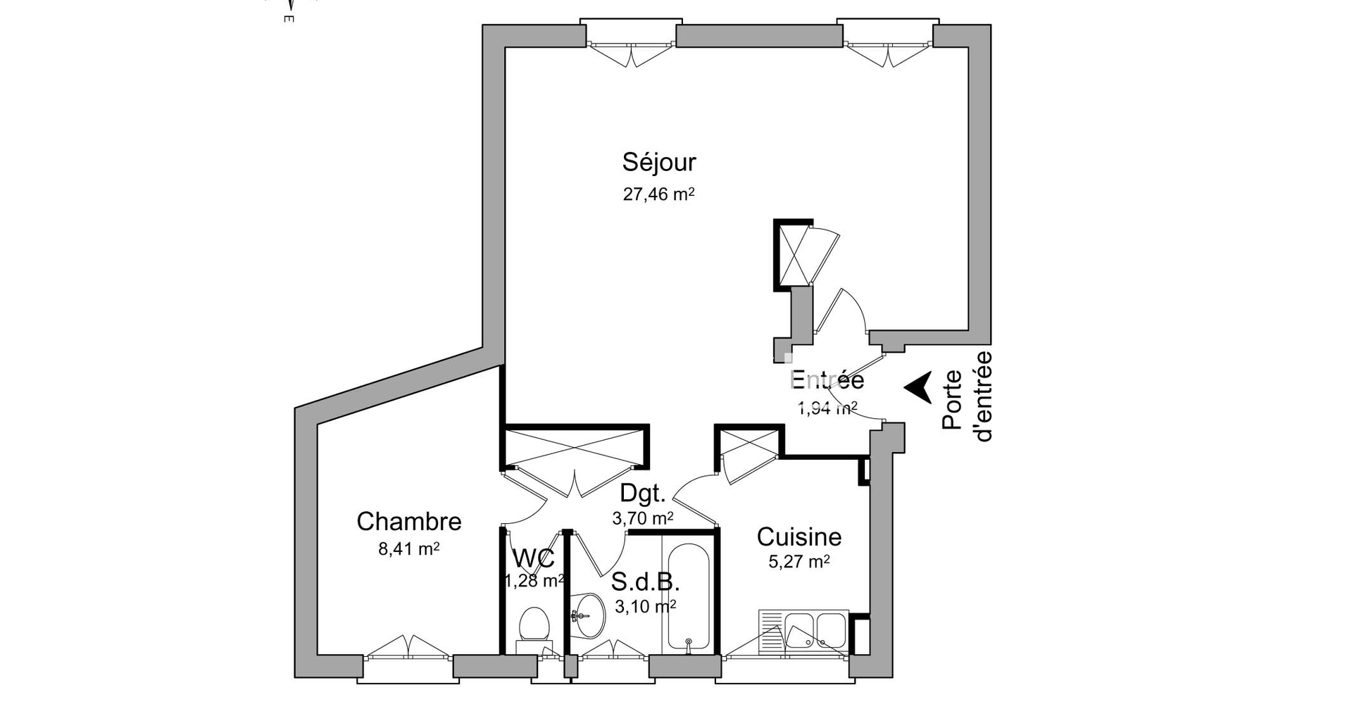 Appartement 3 pièces (51.16 m²) à louer - Vienne (38200)