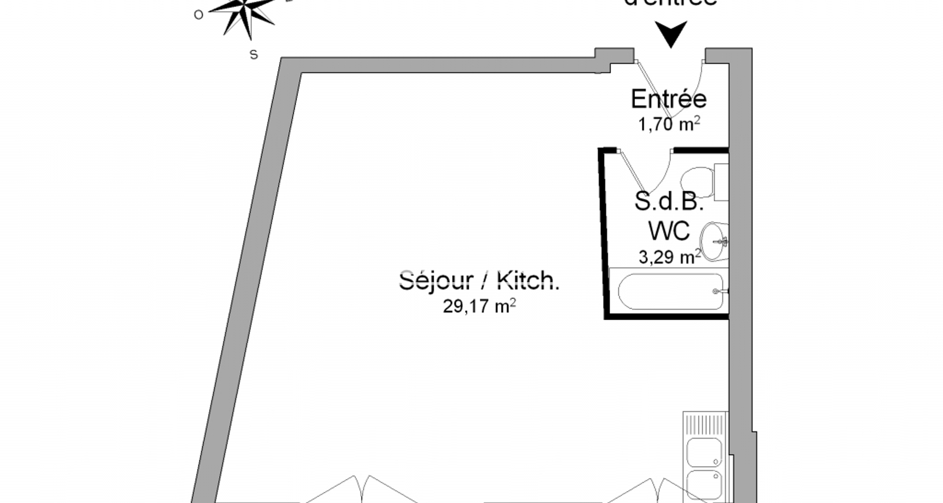 Studio meublé (34.16 m²) à louer - Valence (26000)