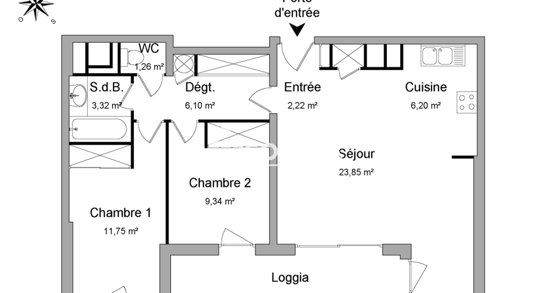 Appartement 3 pièces (64.04 m²) à louer - Valence (26000)