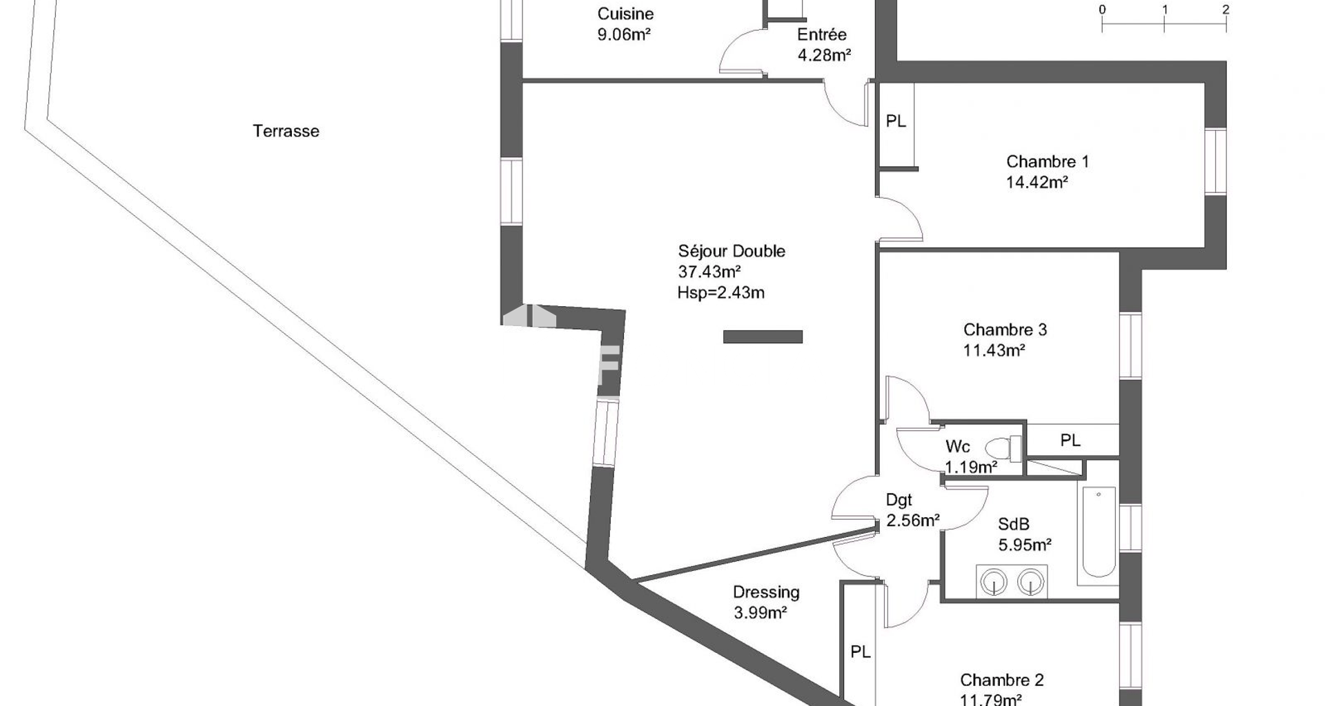 Appartement 4 pièces (102.1 m²) à louer - Valence (26000)