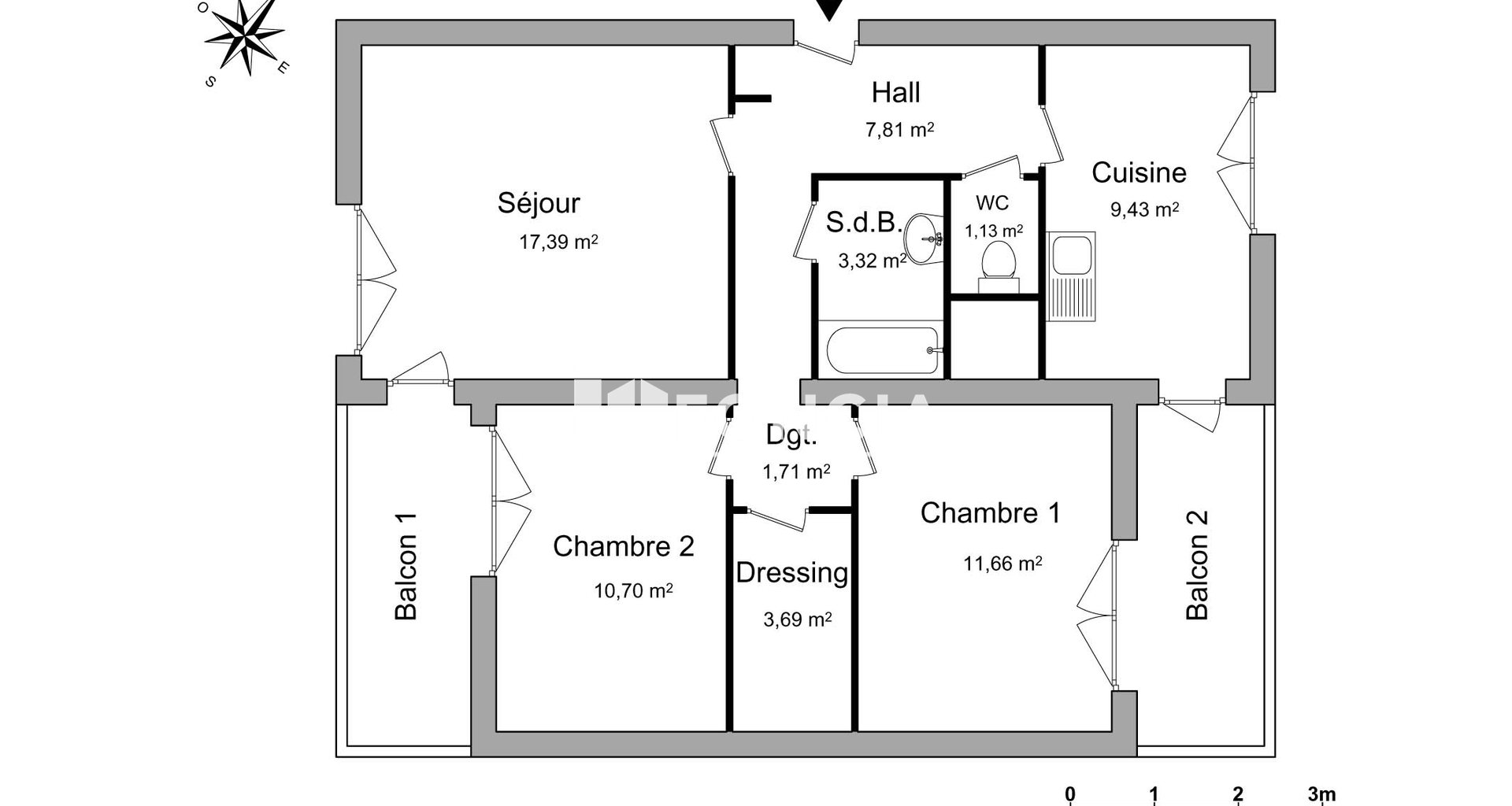 Appartement 3 pièces (66.84 m²) à louer - Valence (26000)