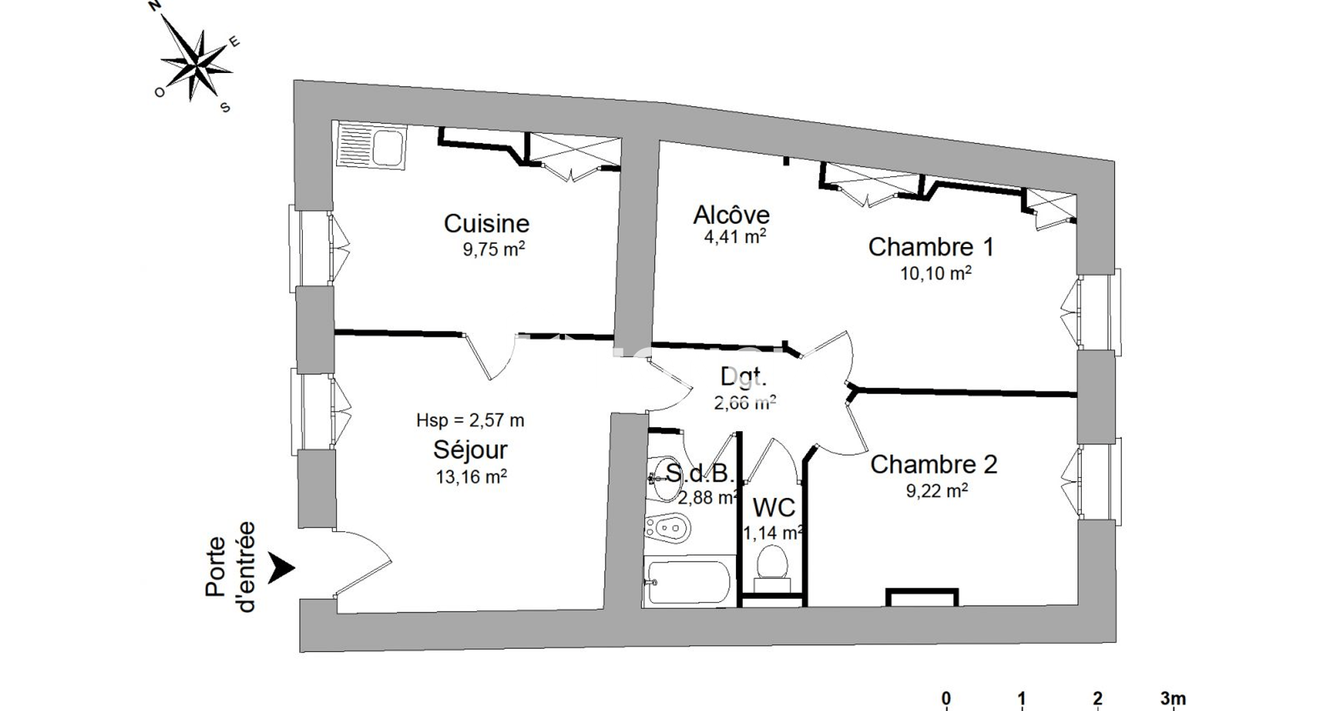 Appartement 3 pièces (53.32 m²) à louer - Vienne (38200)