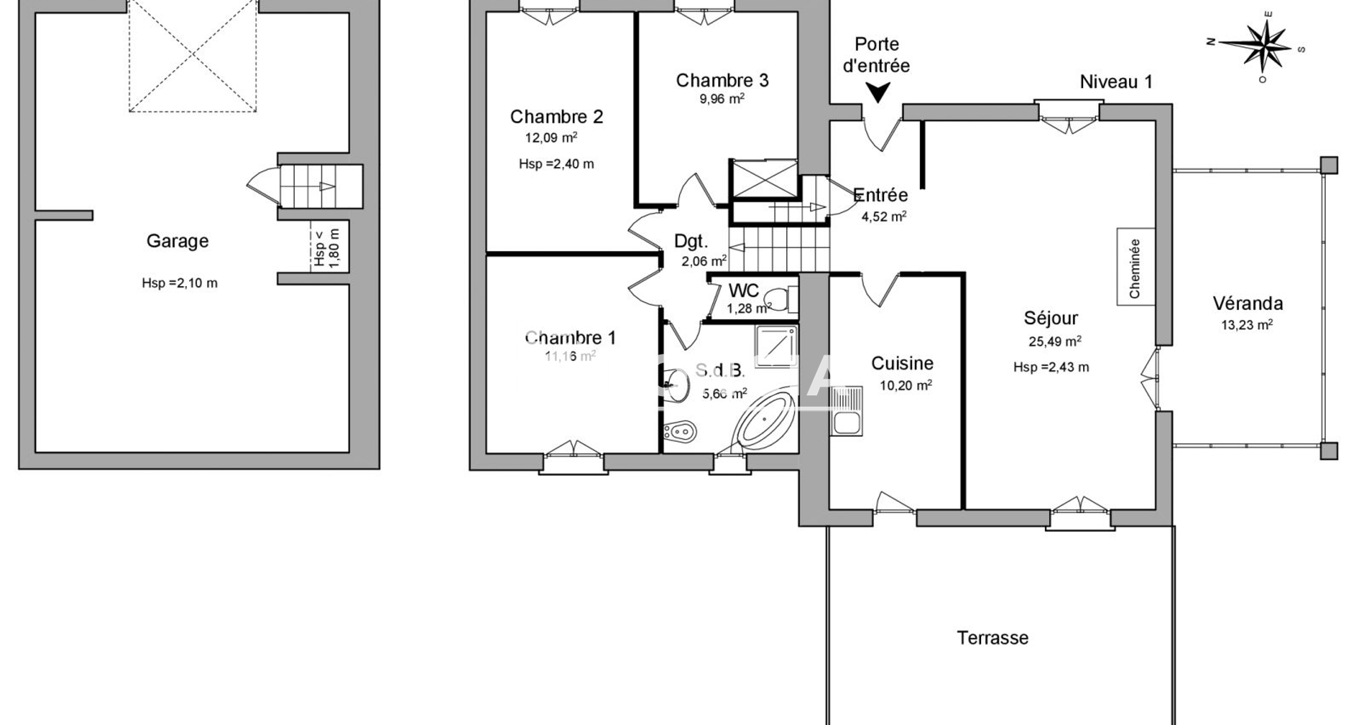 Maison 4 pièces (82.42 m²) à louer - Jardin (38200)