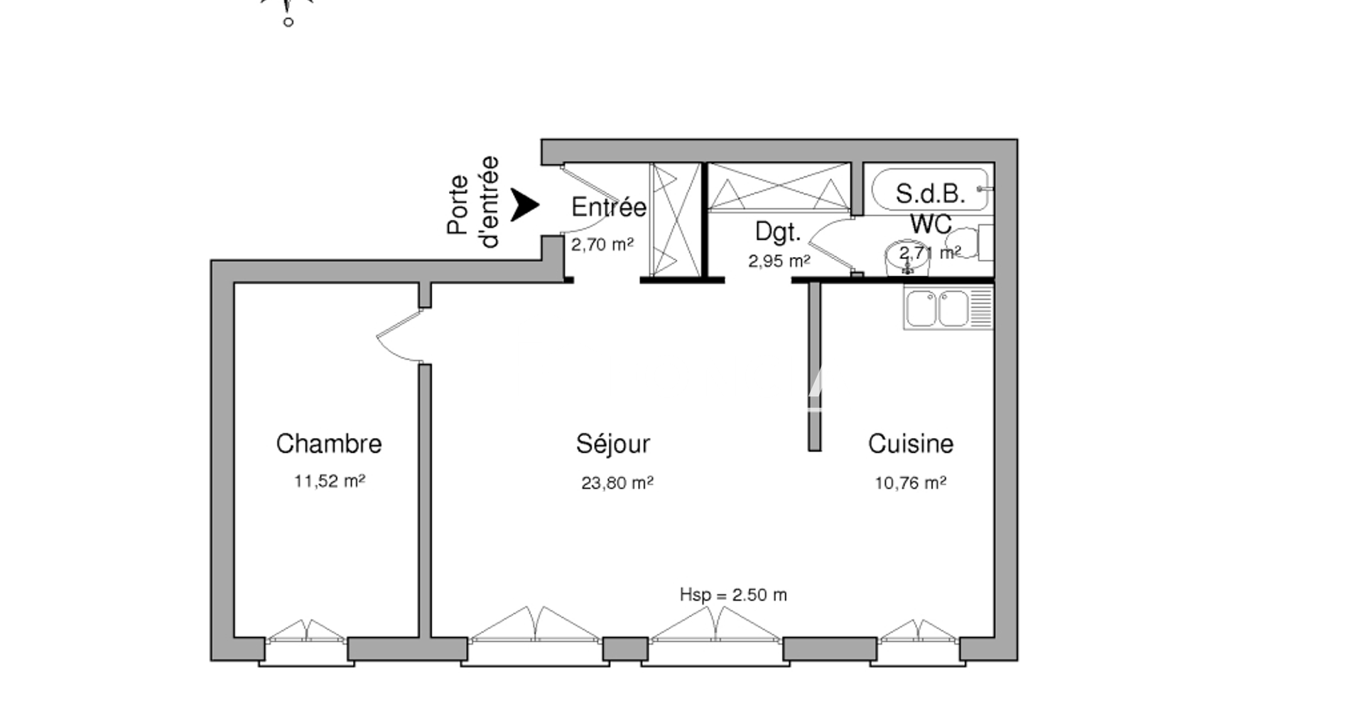 Appartement 2 pièces (54.64 m²) à louer - Vienne (38200)