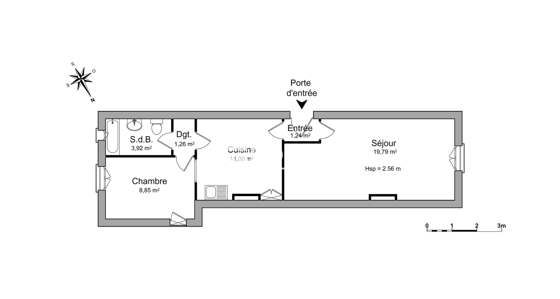 Appartement 2 pièces (46.06 m²) à louer - Valence (26000)
