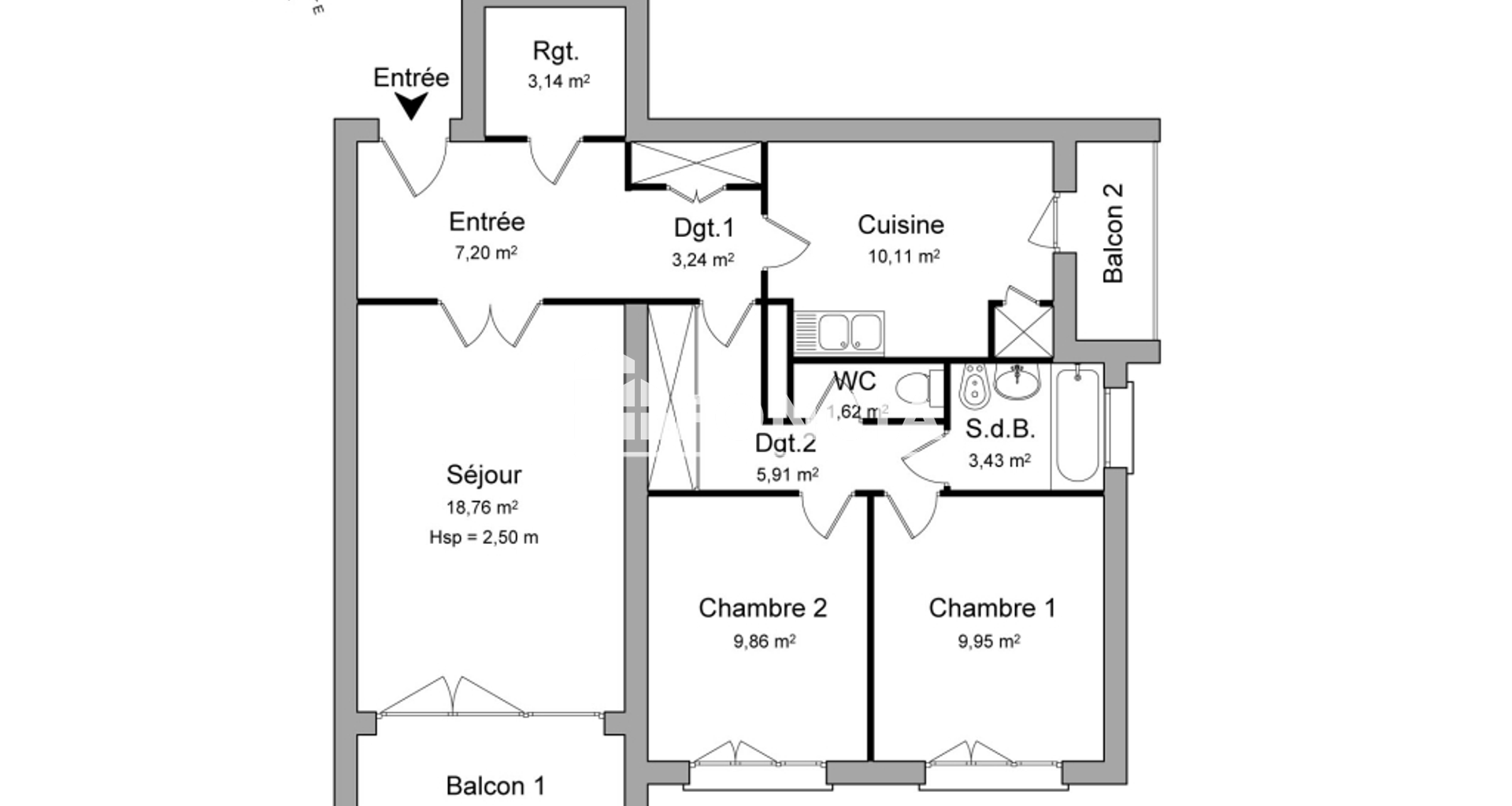 Appartement 3 pièces (73.22 m²) à louer - Pont-évêque (38780)