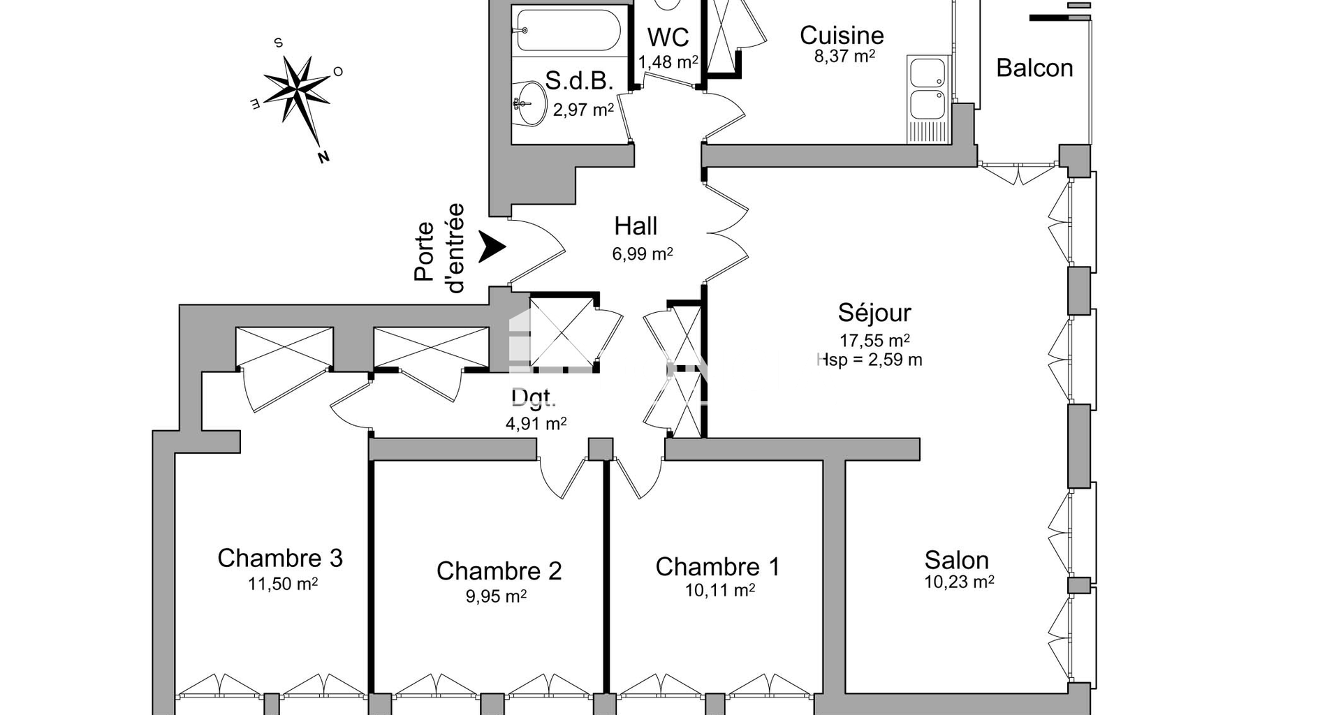 Appartement 5 pièces (84.06 m²) à louer - Pierrelatte (26700)