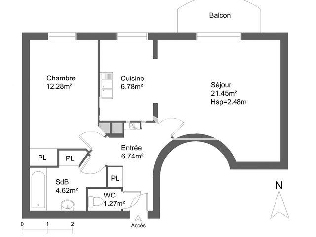 Appartement 2 pièces (52.52 m²) à louer - Tours (37000)