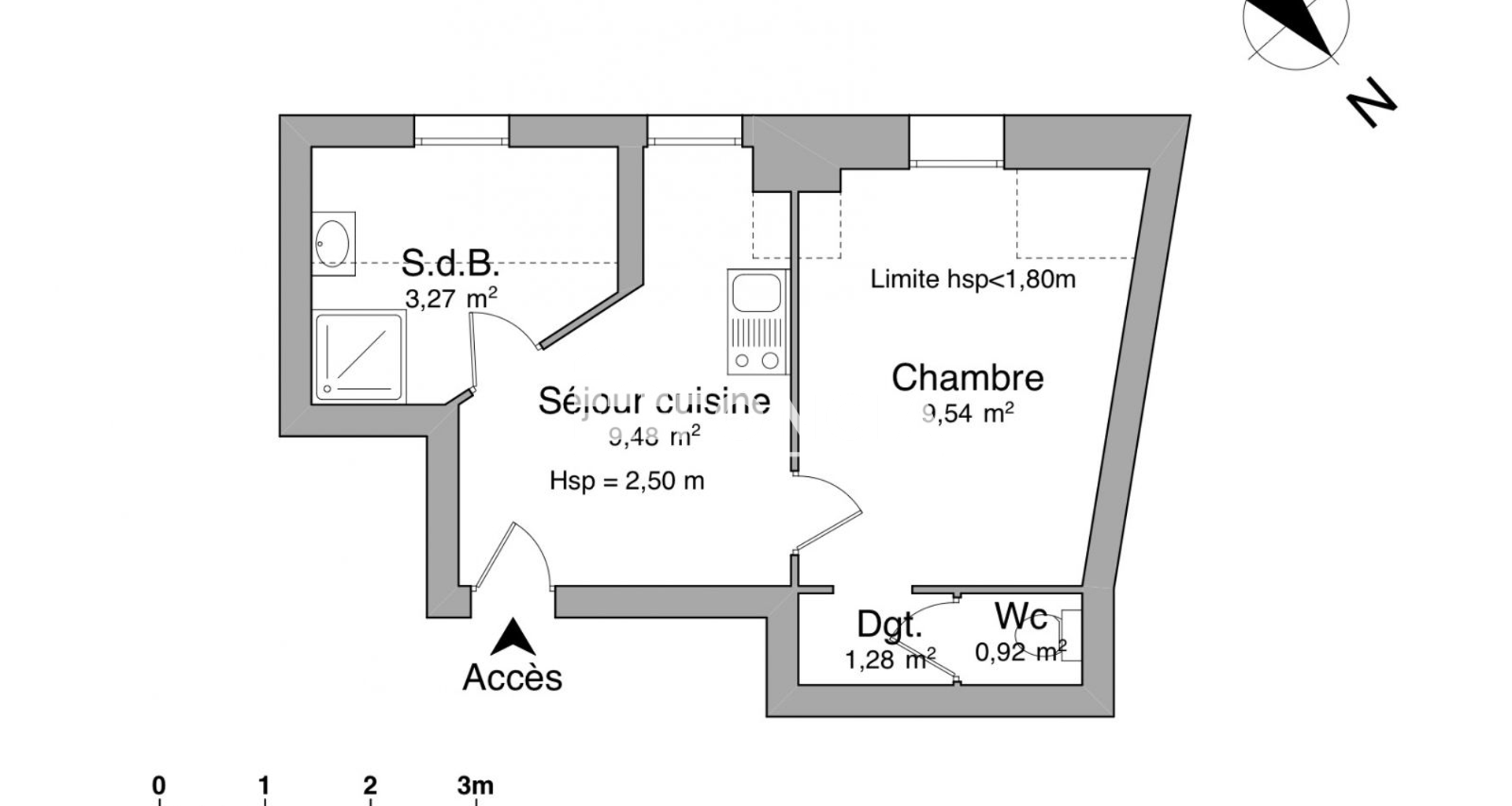 Appartement 2 pièces (23.49 m²) à louer - Tours (37000)