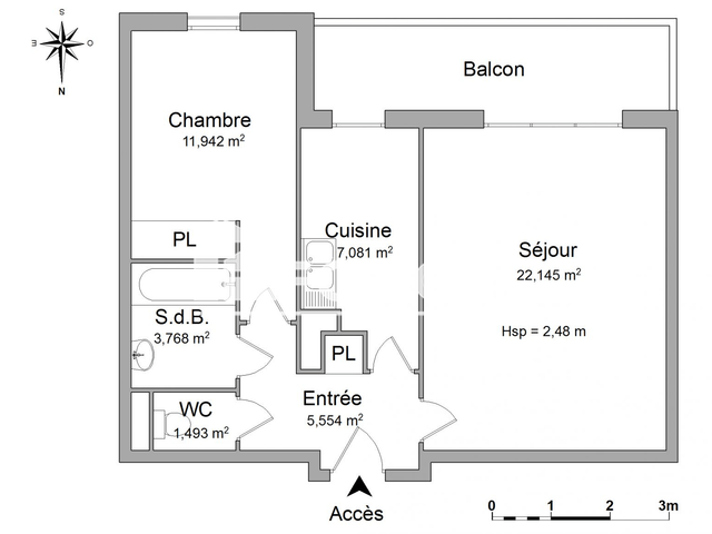 Appartement 2 pièces (51.98 m²) à louer - Tours (37100)