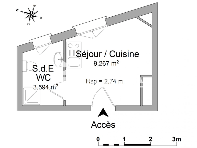 Studio (12.86 m²) à louer - Tours (37000)