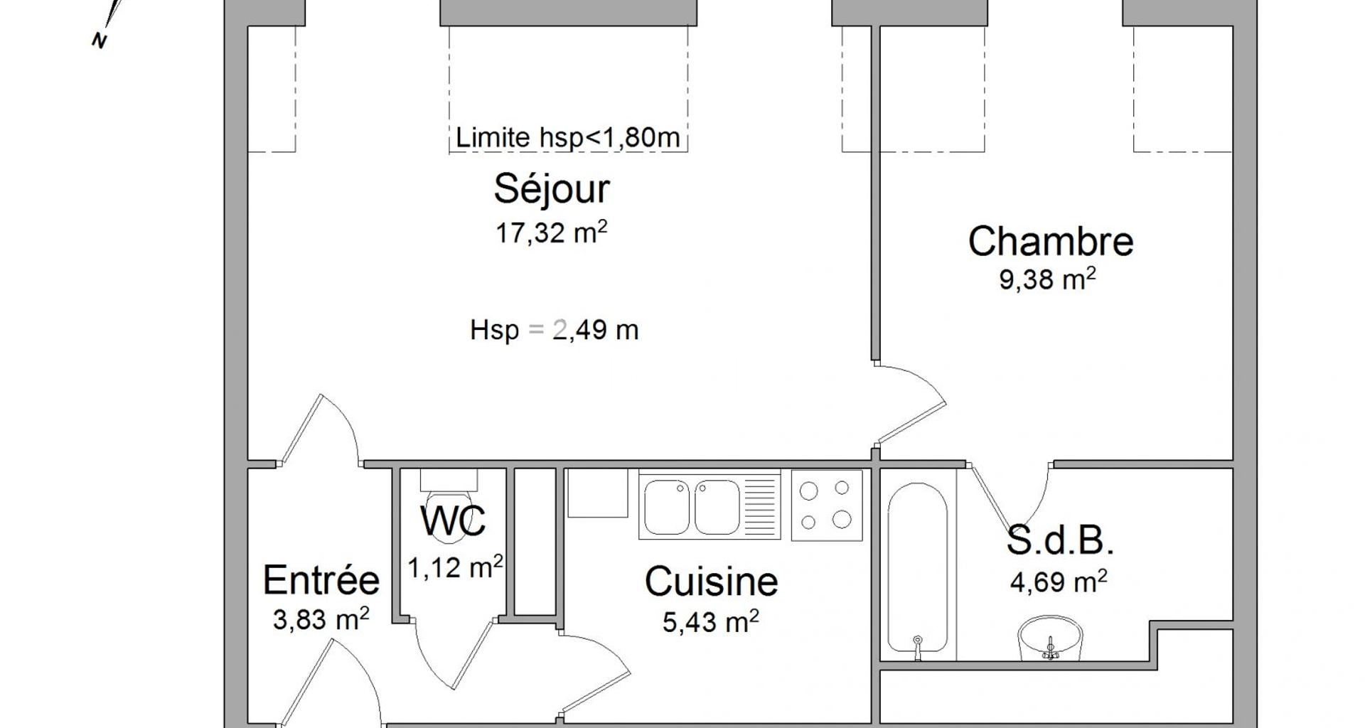 Appartement 2 pièces (41.77 m²) à louer - Tours (37000)
