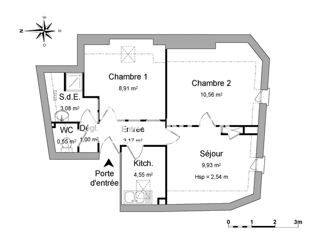 Appartement 2 pièces (41.75 m²) à louer - Saint Cyr Sur Loire (37540)
