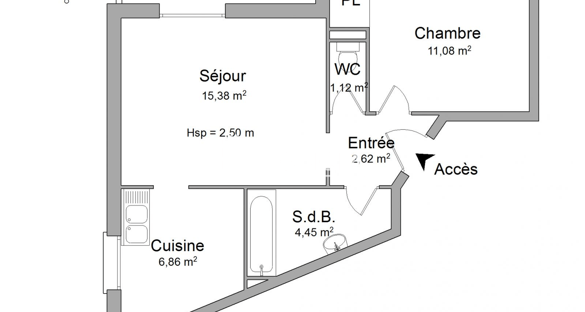 Appartement 2 pièces (41.51 m²) à louer - Tours (37000)