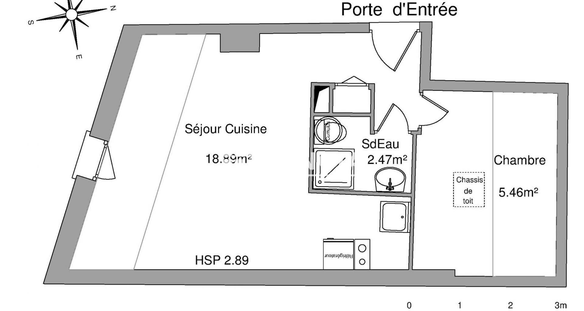 Appartement 2 pièces (26.82 m²) à louer - Tours (37000)