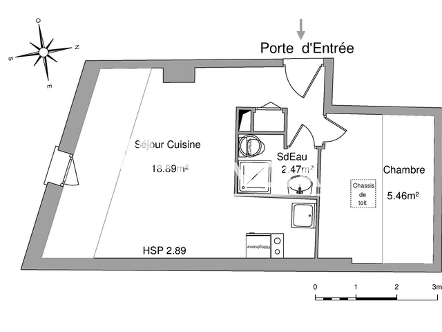 Appartement 2 pièces (26.82 m²) à louer - Tours (37000)