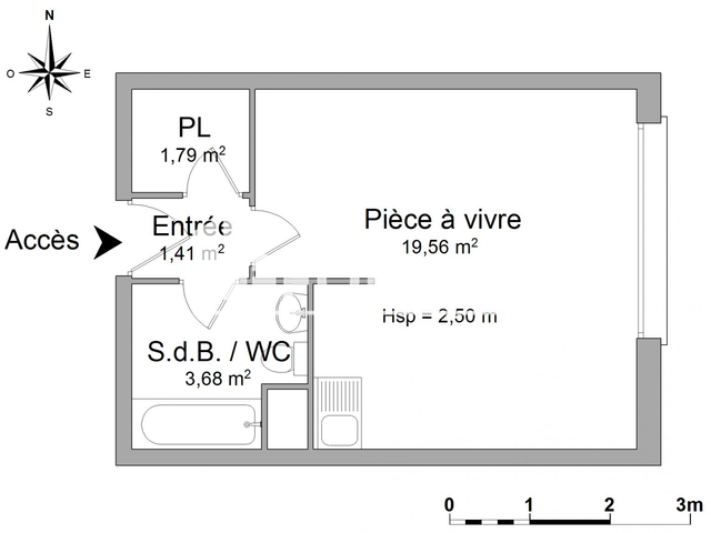 Studio meublé (26.44 m²) à louer - Tours (37000)