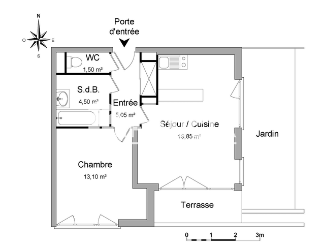 Appartement 2 pièces (44 m²) à louer - Tours (37100)