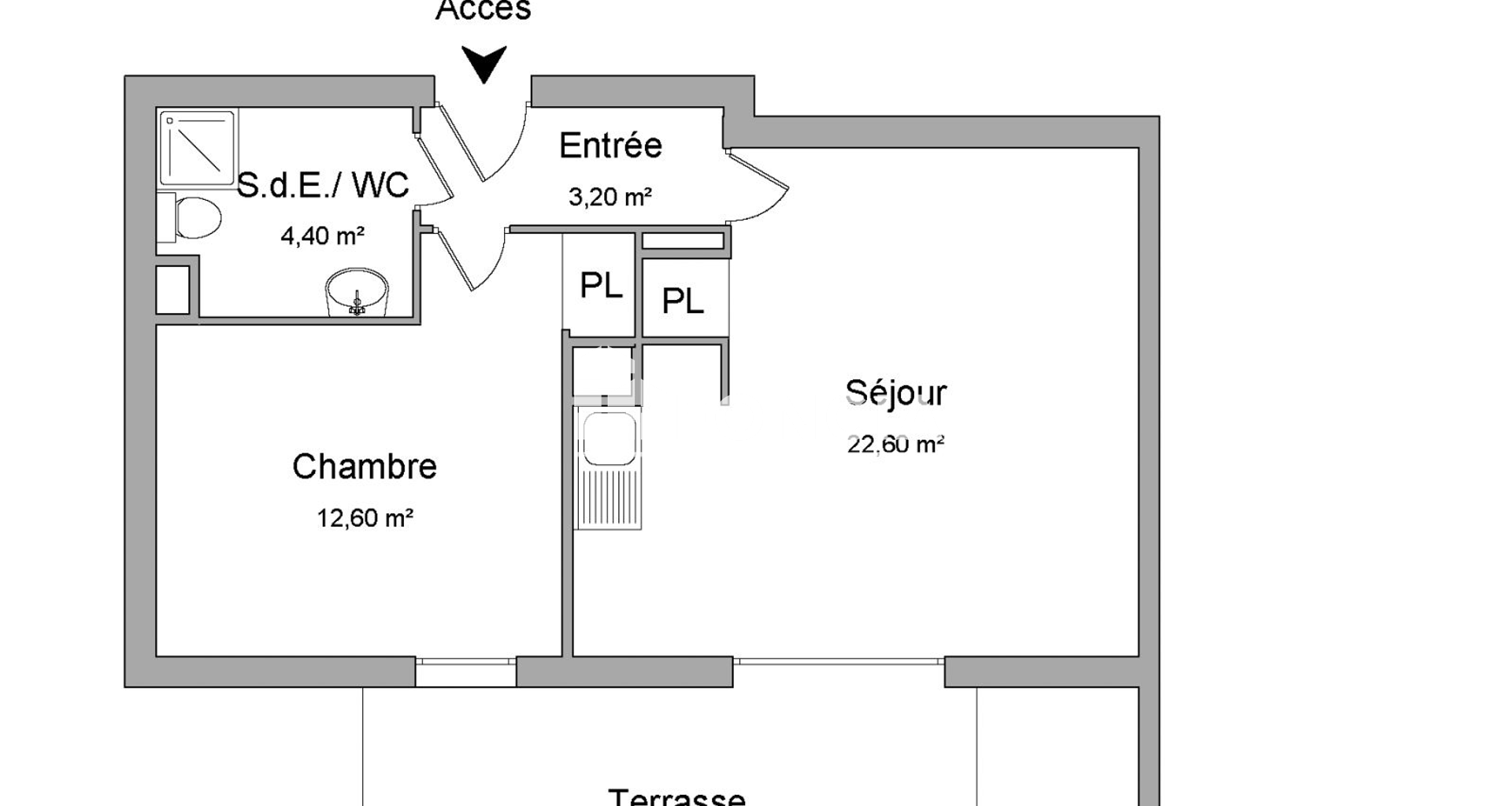 Appartement 2 pièces (42.8 m²) à louer - Montfavet (84140)