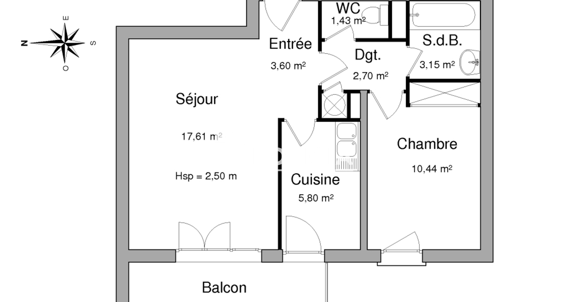 Appartement 2 pièces (44.73 m²) à louer - Montfavet (84140)