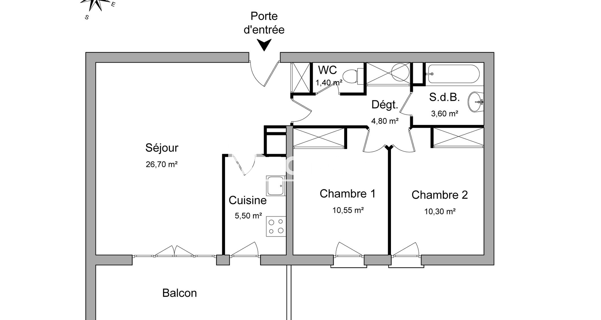 Appartement 3 pièces (62.85 m²) à louer - Le Pontet (84130)