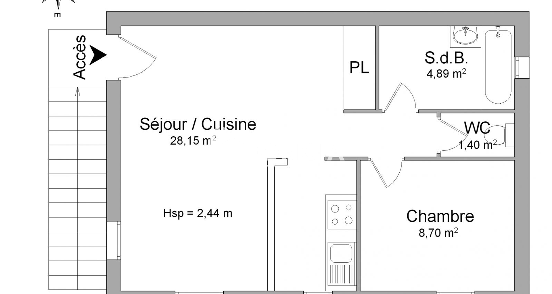 Appartement 2 pièces (43.14 m²) à louer - Villeneuve-lès-avignon (30400)