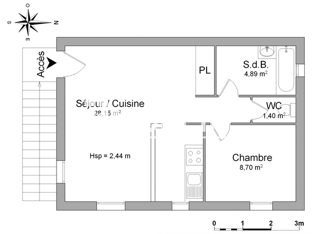 Appartement 2 pièces (43.14 m²) à louer - Villeneuve Les Avignon (30400)