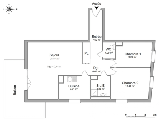 Appartement 3 pièces (73.56 m²) à louer - Lingolsheim (67380)
