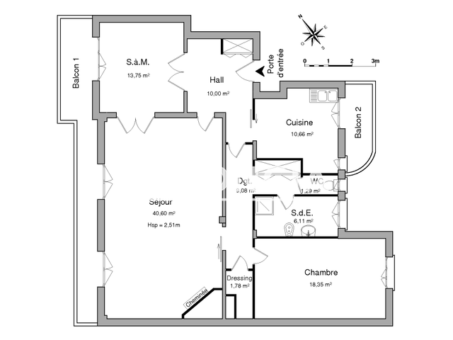 Appartement 3 pièces (111.62 m²) à louer - Strasbourg (67000)