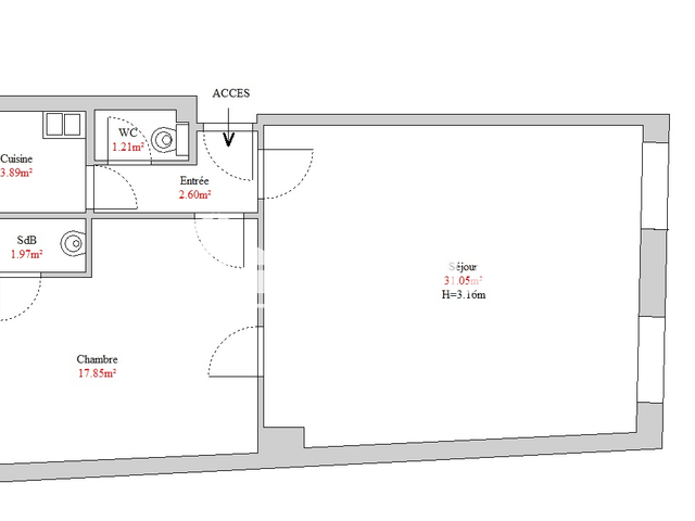 Appartement 2 pièces (58.57 m²) à louer - Mulhouse (68100)