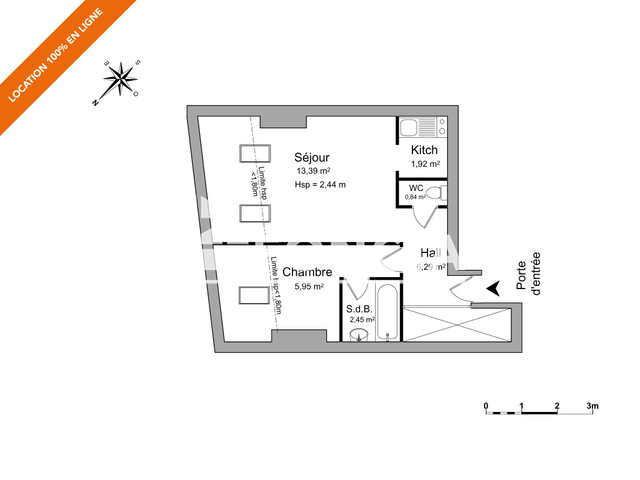 Appartement 2 pièces (38.98 m²) à louer - Nancy (54000)