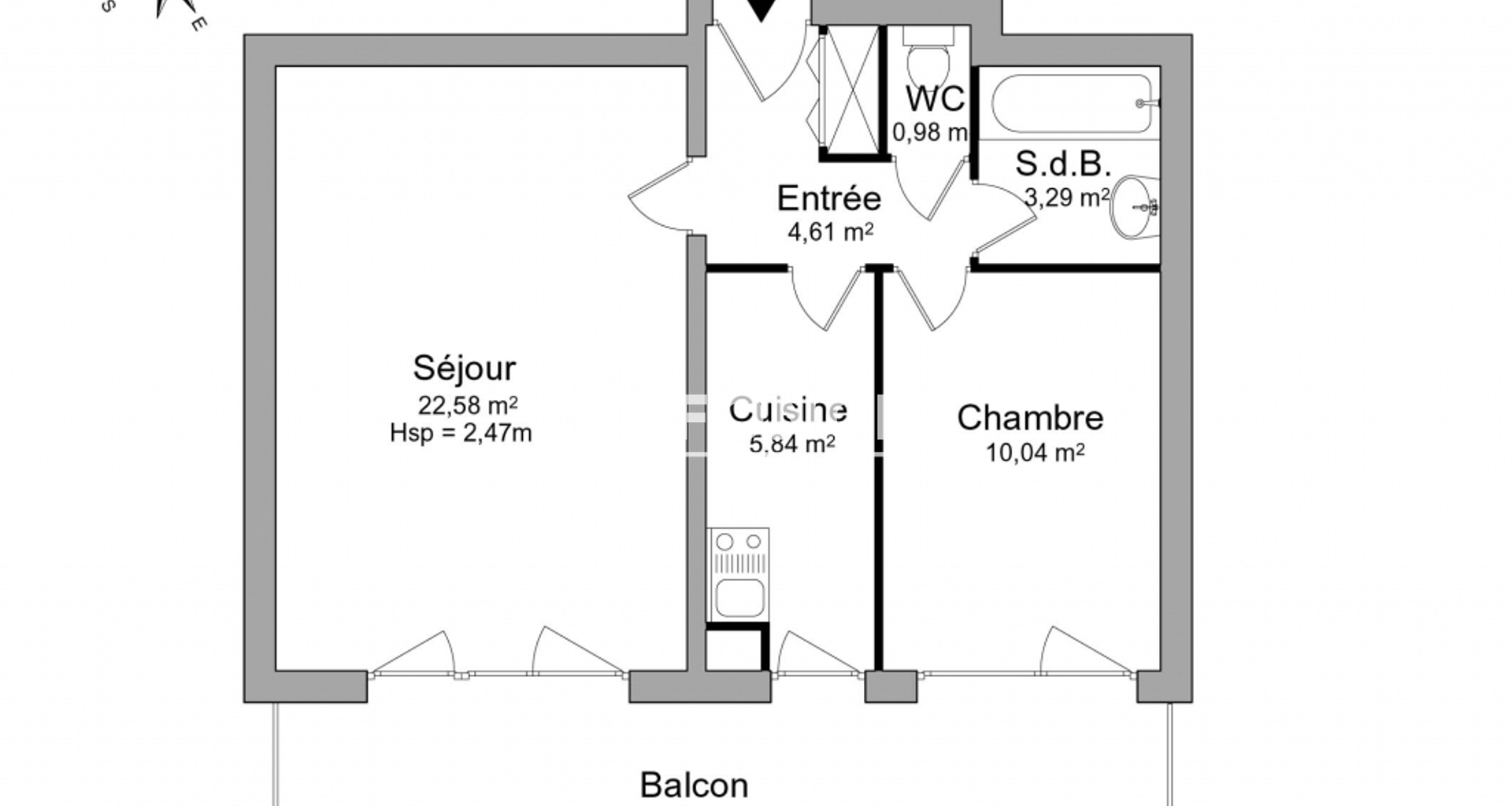 Appartement 2 pièces (47.34 m²) à louer - Strasbourg (67000)