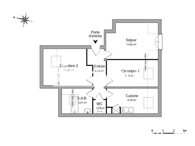 Appartement 3 pièces (53.24 m²) à louer - Colmar (68000)