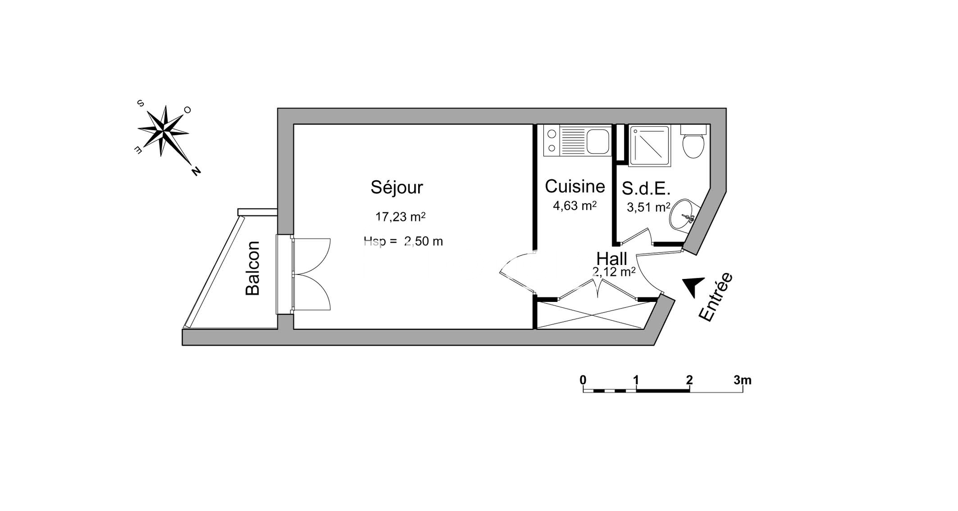 Studio meublé (27.49 m²) à louer - Saint-étienne (42100)