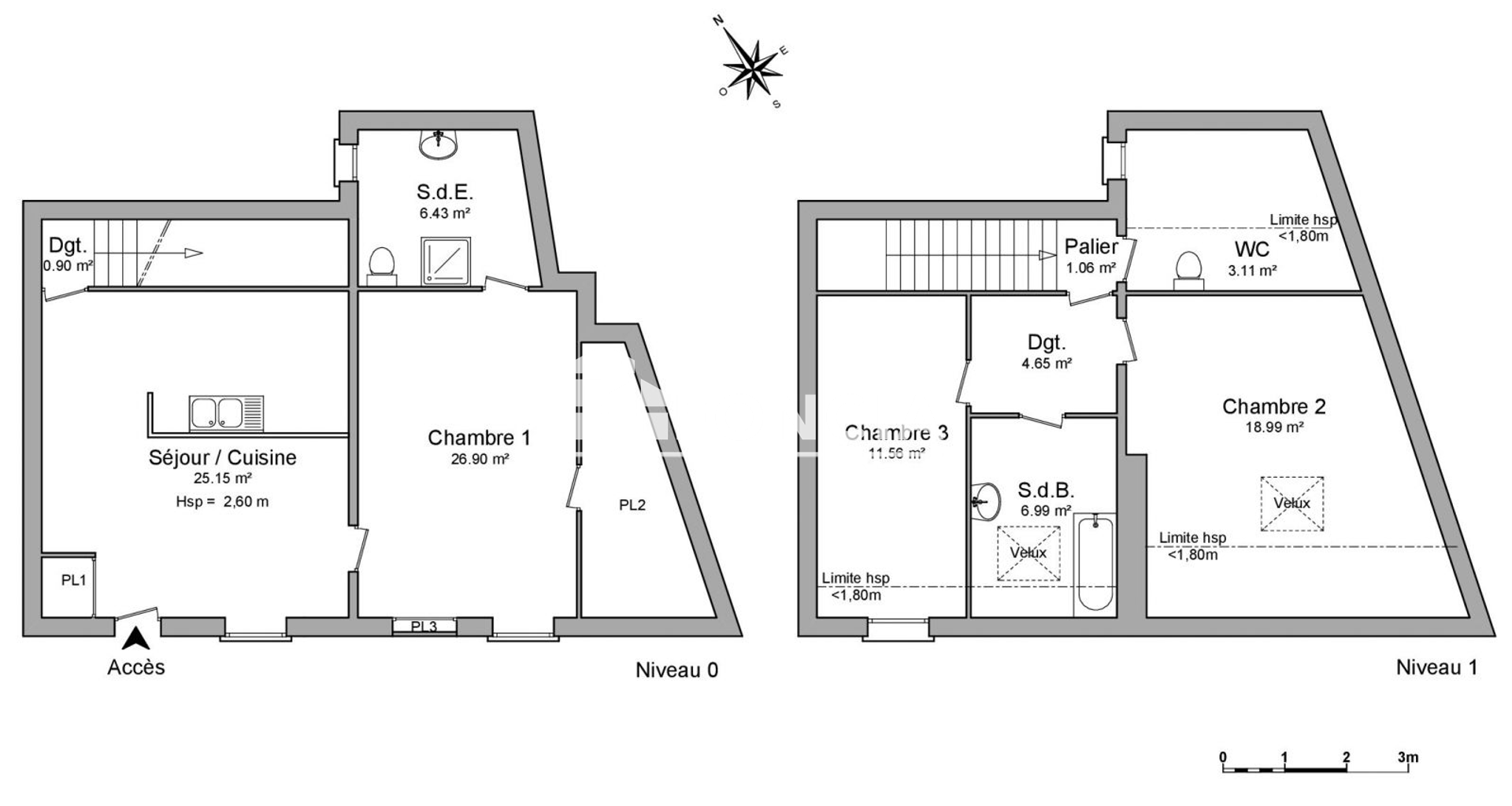 Maison 3 pièces (105.74 m²) à louer - L'île-bouchard (37220)