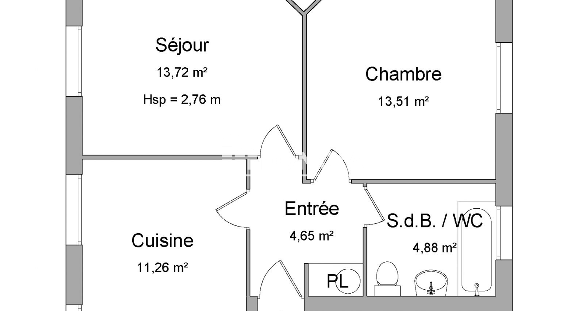 Appartement 2 pièces (48.02 m²) à louer - Saumur (49400)