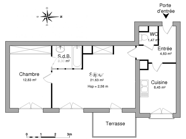 Appartement 2 pièces (52.51 m²) à louer - Laval (53000)