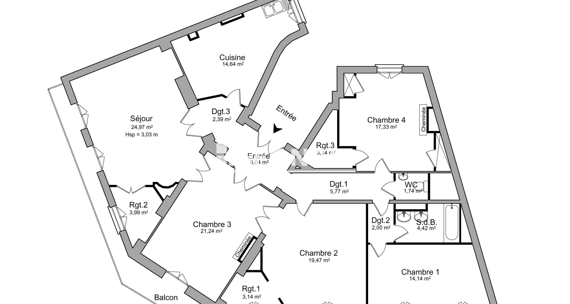Appartement 5 pièces (143.42 m²) à louer - Nancy (54000)