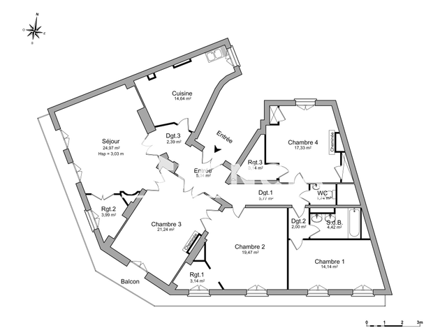 Appartement 5 pièces (143.42 m²) à louer - Nancy (54000)