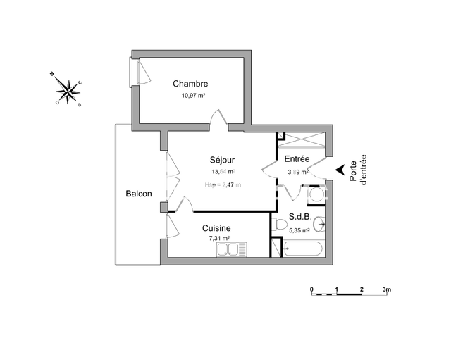 Appartement 2 pièces (41.16 m²) à louer - Mulhouse (68100)