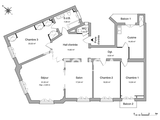 Appartement 5 pièces (151.05 m²) à louer - Strasbourg (67000)
