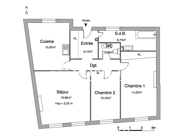 Appartement 3 pièces (74.54 m²) à louer - Nancy (54000)