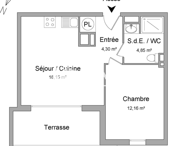 Appartement 2 pièces (39.46 m²) à louer - Saint Cyprien (66750)