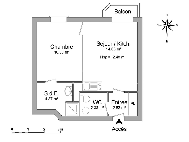 Appartement 2 pièces (34.31 m²) à louer - Le Mans (72000)
