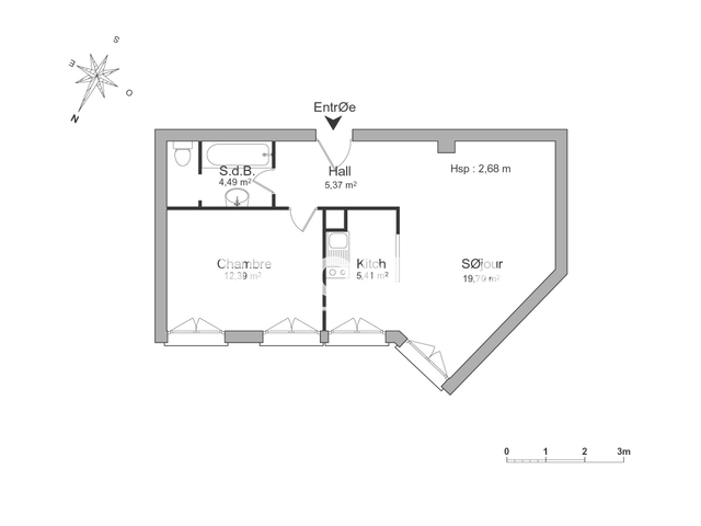 Appartement meublé 2 pièces (47.36 m²) à louer - Mulhouse (68100)
