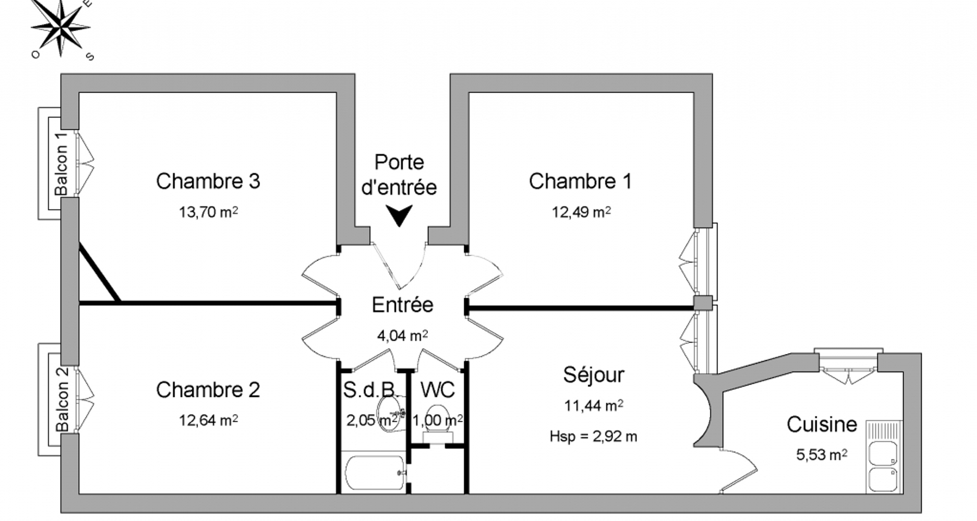Appartement 4 pièces (62.89 m²) à louer - Nancy (54000)
